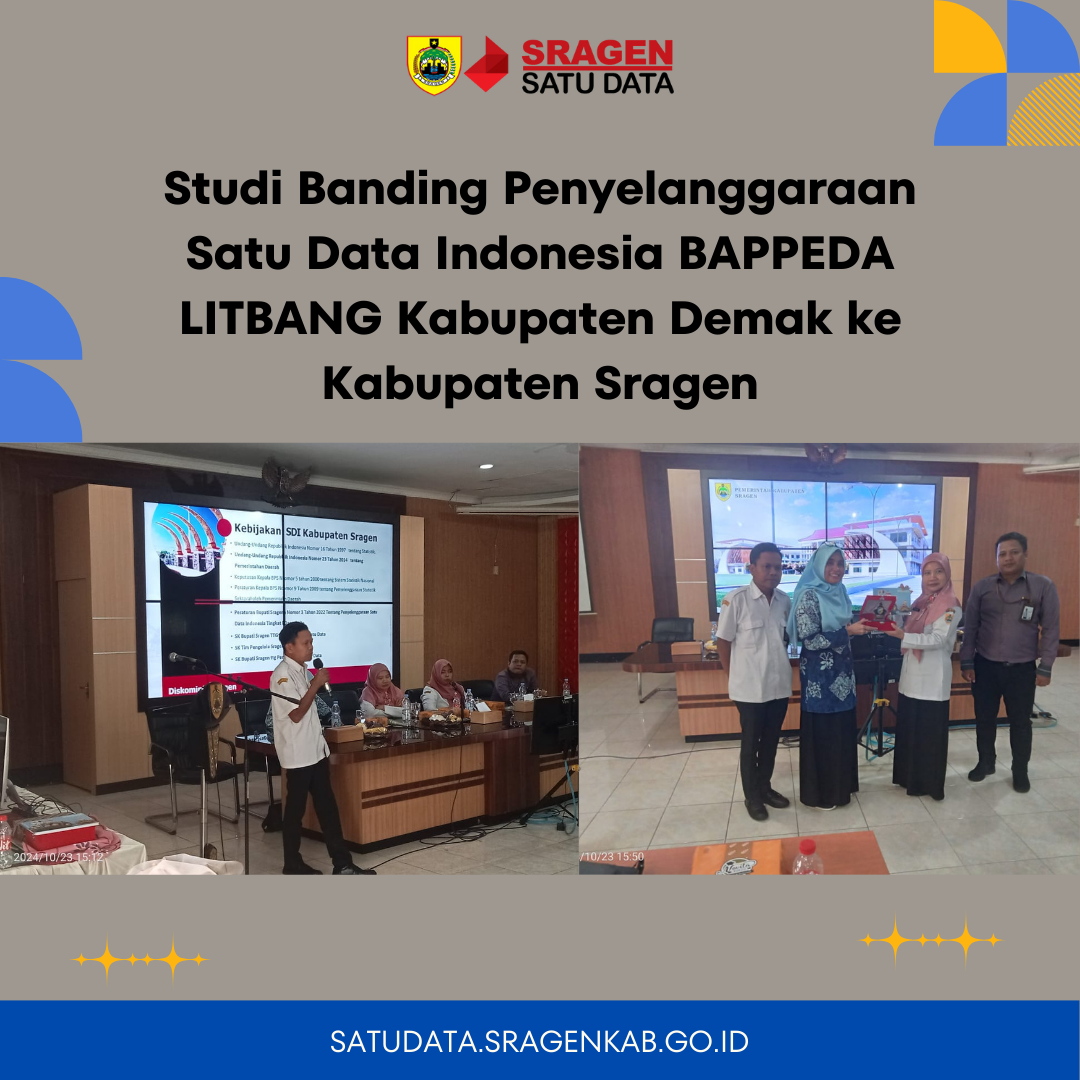 Studi Banding Penyelanggaraan Satu Data Indonesia BAPPEDA LITBANG Kabupaten Demak ke Kabupaten Sragen